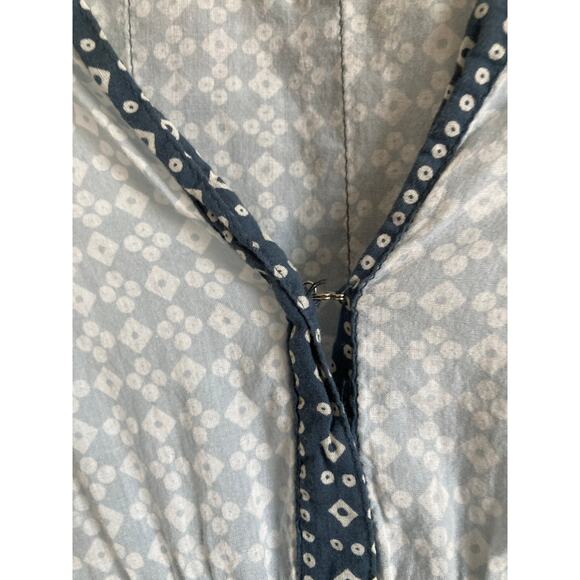 Emerson Fry Maxi Dress Caftan One Size Geometric Oversized Blue Boho Hippie - Picture 3 of 16